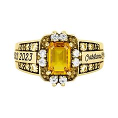 A highly detailed distinctively feminine design that looks fantastic whether you're wearing a graduation gown or an evening gown. Celebrate everything you've accomplished at Oakland University with the Illusion ring and treasure the memories of these years forever. A lovely emerald-cut stone sits at the top of this ring accented with twenty cubic zirconias or diamonds on the top and sides. The central sections on the sides can contain your school name and up to 15 characters for your degree lett Oakland University, Celebrate Everything, Graduation Gown, Graduation Year, Feminine Design, The Memories, Emerald Cut, Evening Gown, Evening Gowns