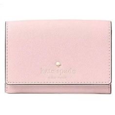 Kate Spade Mikas Pond Christine Wallet Dusty Peony Leather For Women's Saffiano Split Leather Two Way Spade Jacquard Lining Small Wallet With Snap Closure Two Slide Pockets Exterior Slide Pocket Gold Foil Embossed Kate Spade New York Signature With Spade Stud Classic Pink Compact Wallet, Classic Compact Pink Wallet, Pink Rfid Blocking Bags, Elegant Pink Wallets With Rfid Blocking, Pink Rfid Blocking Wallet, Kate Spade Pink Bifold Wallet, Pink Kate Spade Wallets With Card Slots, Pink Compact Leather Wallet, Pink Leather Compact Wallet