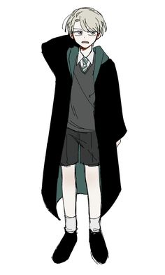 an anime character with white hair wearing a black coat and green shirt, standing in front of