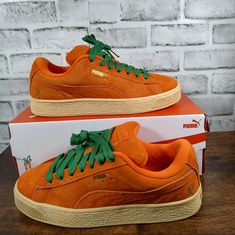 100% Brand New In The Box. I Will Ship Within 24 Hours Of Payment Weekdays Only. 100% Authentic. This Shoe Converts To A Woman 10.5 Carrot Man, Orange Sneakers, Shoes Puma, Puma Suede, Puma Sneakers, Puma Shoes, Pumas Shoes, Mens Shoes Sneakers, Green And Orange