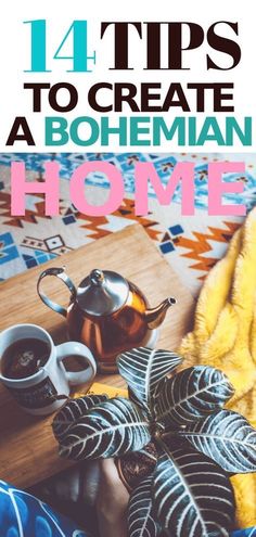 a wooden table topped with tea pots and plants next to a yellow blanket on top of a