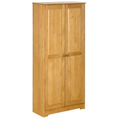 a tall wooden cabinet with two doors