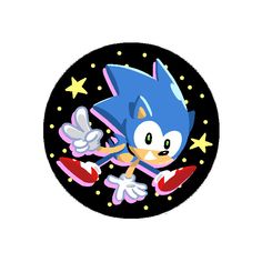 sonic the hedge is flying through the air with stars on it's back end