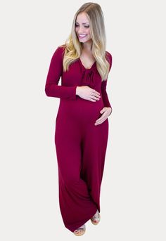 Long Sleeve Maternity Jumpsuit - Sexy Mama Maternity Diy Maternity Clothes, Off The Shoulder Jumper, Cute Maternity Dresses, Cute Jumpers, Maternity Midi Dress, Cute Maternity Outfits, Fall Maternity, Maternity Outfits, Pregnancy Months