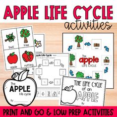 an apple life cycle activity for kids to practice the alphabet and go on prep activities