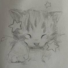 Kitty Cats Drawing, Kittens Art Drawings, Cute Cats Sketch, Cute Cat Sketches Pencil, Anime Cat Sketch, Cat Pic Ideas, Cat Tree Drawing, How To Draw Kitty, Hand Waving Drawing