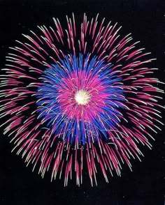 colorful fireworks exploding in the night sky with black back ground and white border around it