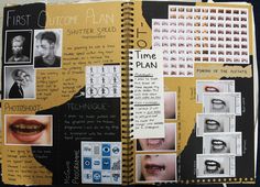 an open notebook with pictures and words on it