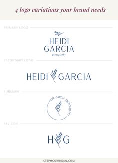 four different logos with the words hedi garcia on them