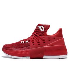 Sporty Red Adidas Basketball Shoes, Adidas Low-top Basketball Shoes With Red Sole, Adidas Red Basketball Shoes With Rubber Sole, Adidas Red Synthetic Basketball Shoes, Red Adidas Breathable Sneakers, Adidas Red Sports Sweatshirt, White Basketball Shoes, Power Red, Stylish Sneakers