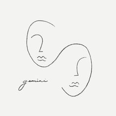 an abstract drawing of two faces with the word genius written below them in cursive writing