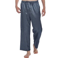 Size Large Enjoy The Silk-Like Feel Of Satin Fabric In These Classic Satin Pajama Bottoms For Men. Satin Is Made From 100% Polyester Thread And Woven Into A Tight Weave - Making It Super Sleek And Fashionable. Location Gar2 Comfortable Blue Pants For Pajama Party, Comfortable Blue Bottoms For Pajama Party, Comfortable Blue Sleep Pants, Comfortable Blue Sleep Bottoms, Blue Sleepwear With Elastic Waistband For Lounging, Comfortable Blue Pants For Relaxation, Blue Sleep Bottoms Long Pants, Blue Sleep Bottoms With Pockets, Blue Sleepwear With Elastic Waistband For Pajama Party