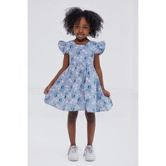 Elevate your little one's wardrobe with the enchanting Bluey Floral Little Girls Chambray Skater Dress. This delightful dress is designed to capture the hearts of Bluey fans and fashion-forward youngsters alike.

- **Size**: 7-8
- **Color**: Blue
- **Material**: Chambray
- **Gender**: Female
- **Age Group**: Kids
- **Features**: Flutter sleeves, cutout back with bow design, all-over Bluey and daisies print

Crafted for comfort and style, this skater dress boasts soft chambray fabric and features Playful Blue Ruffle Sleeve Dress, Spring Flutter Sleeve Twirl Dress For Playdate, Blue Flutter Sleeve Dresses For Dress-up, Fitted Flutter Sleeve Twirl Dress For Playdate, Blue Twirl Dress For Spring Playwear, Blue Ruffled Twirl Dress For Dress-up, Blue Twirl Dress With Ruffles For Dress-up, Blue Ruffled Short Sleeve Twirl Dress, Casual Flutter Sleeve Dress For Playdate