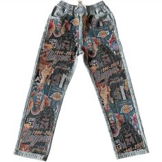 Slim Fit, Order One Size Up Be True To Size. Handcrafted Remake Jeans, Limited Edition Dope Outfits For Guys, Chill Fits, Woven Tapestry, Patchwork Jeans, Stylish Mens Outfits, Dope Outfits, Tapestry Weaving, Jeans Color, Colored Jeans