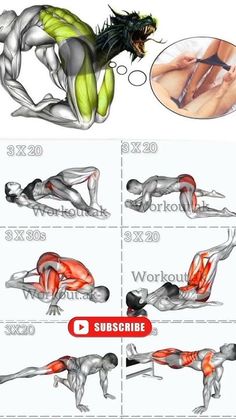 an image of a woman doing exercises on her stomach and back with the words work out below