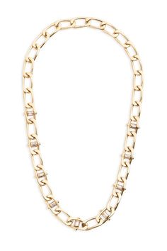 FOUNDRAE-Diamond Pierced Curb Chain Necklace-YELLOW GOLD Luxury Classic Brilliant Cut Chain Necklace, Diamond Jewelry With Yellow Gold Curb Chain, Luxury Yellow Gold Necklace With Chain Strap, Luxury 14k Gold Curb Chain Jewelry, Luxury Gold Curb Chain Jewelry, Luxury Yellow Gold Recycled Gold Necklace, Luxury Gold Curb Chain Necklace, Luxury Yellow Gold Curb Chain Necklace, Marissa Collections