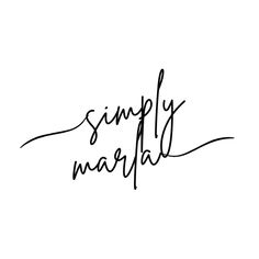 the word simply married written in cursive handwriting on a white background with black ink