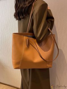 BirdinBag - Premium Stitched Shoulder Tote: Elegant and Functional Everyday Bags With Contrast Stitching, Casual Bags With Contrast Stitching For Everyday, Rectangular Bags With Contrast Stitching For Everyday Use, Elegant Bags, Shoulder Tote Bag, Shoulder Tote, Style Elegant, Womens Tote Bags, Color Blocking