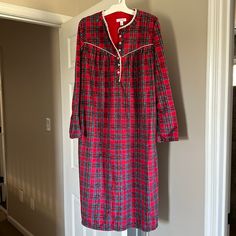 Secret Treasures Red Plaid Winter Holiday Nightgown. Brand New Without Tags. Never Worn. Super Soft And Comfy! 100% Polyester. Size Medium (8/10). Lace Piping Around The Neckline And Down The Front. Button Down Neckline. Measures 42” From Shoulder To Hem. Sleeve Length Is 24”. Perfect For The Upcoming Winter Nights, The Holiday Season, Or Even A Fun Pajama Party With Your Girlfriends!! Christmas Clearance, Best Pajamas, Winter Nights, Pajama Party, Winter Holiday, Winter Holidays, Red Plaid, Night Gown, Piping