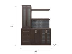 the measurements for a kitchen cabinet with drawers and cupboards on each side is shown