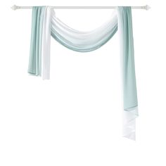 a white and blue drape hanging from a ceiling