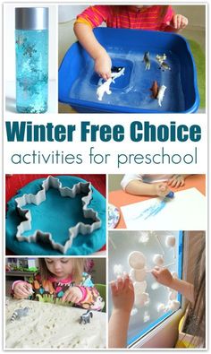 the cover of winter free choice activities for preschool