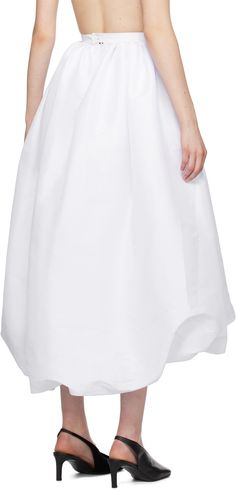 Stretch polyester- and nylon-blend taffeta skirt. Gathering throughout. · Droptail balloon hem · Concealed zip closure at back · Full stretch satin lining Available exclusively at SSENSE. Supplier color: White Spring Satin Voluminous Skirt, Nylon Full Skirt For Spring, Spring Full Nylon Skirt, Evening Full Skirt In Organza, Organza Full Skirt For Evening, Evening Full Organza Skirt, Voluminous Nylon Gathered Skirt, Spring Voluminous Organza Skirt, Elegant Nylon Skirt For Spring