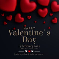 a valentine's day poster with hearts floating in the air