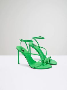 NAPPA HIGH ALLEN MULTI SANDAL - Off-White™ Official Site Green Heels, Leather Bow, Leather Bows, Women's Sandals, Green Leather, Nappa Leather, Strappy Sandals, Stiletto Heel, Passion For Fashion