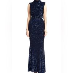 Size 14 Blue Sequin Blue Evening Formal Dress, Blue Evening Dress For Night Out, Elegant Sequined Maxi Dress For Cocktail, Chic Blue Evening Dress For Gala, Elegant Blue Maxi Dress For Night Out, Chic Blue Evening Dress For Formal Occasions, Elegant Blue Dress For Prom Season, Chic Blue Formal Evening Dress, Glamorous Blue Evening Maxi Dress