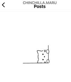 a line drawing of a cat peeking out from behind a post with the caption'chinchilla maru posts '