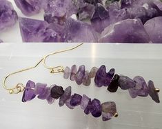 Amethyst & Chain Hoops - Etsy Purple Pierced Metal Jewelry, Purple Metal Pierced Jewelry, Purple Jewelry With Natural Stones In Metal, Purple Metal Jewelry With Natural Stones, Purple Jewelry With Natural Stones, Purple Amethyst Jewelry With Ear Wire, Purple Amethyst Hoop Jewelry, Purple Amethyst Hoop Earrings For Gift, Saint Paul Mn