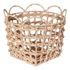 a woven basket is shown on a white background