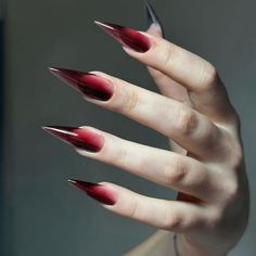 Super Sharp Nails, Werewolf Nails, Halloween Nails Long, Alt Nails, Jelly Stickers, Blood Nails, Vampire Nails, Firework Nails, Red Ombre Nails