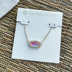 Kendra Scott Elisa Watercolor Illusion Pendant Necklace In Gold Authentic New With Dust Bag 0.63" L X 0.38" W Pendant, 15" Chain + 2" Extender Layering Kendra Scott Necklaces, Sephora Holiday, Kendra Scott Necklace Elisa, Kendra Scott Elisa, Preppy Jewelry, Stylish Nails Designs, Kendra Scott Necklace, Gold Watercolor, Girly Accessories