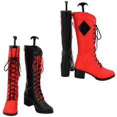 Halloween Cosplay Lace-up Boots, Knee-high Halloween Cosplay Boots, Knee-high Boots For Cosplay Halloween, Knee-high Boots For Halloween Cosplay, Halloween Synthetic Round Toe Boots, Lace-up Boots For Halloween Cosplay, Cosplay Halloween Boots With Round Toe, Halloween Cosplay Boots With Round Toe, Leather Boots For Halloween Cosplay