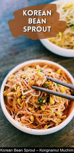 korean bean sprout with chopsticks in a bowl