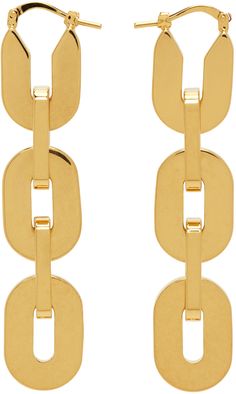 Pair of handcrafted drop earrings in gold-tone brass. · Hinged-post fastening · H2.5 x W0.5 Supplier color: Gold Gold Chain Earrings, Brass Hinges, Chain Earrings, Jil Sander, Personal Shopping, Sanders, Gold Chain, Gold Chains, How To Find Out