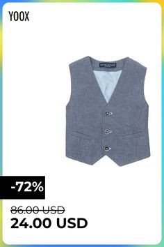 wash at 30° c, dry cleanable, do not bleach, iron at 150° c max, plain weave, denim effect, no appliqués, solid color, v-neck, double-breasted, sleeveless, fully lined, 3 buttons, no pockets , Color: Blue , Size: 24 Classic V-neck Summer Outerwear, Classic Cotton Vest With Button Closure, Classic Formal Cotton Vest, Classic Summer Vest, Gray Cotton Vest For Spring, Classic Sleeveless Cotton Outerwear, Classic Blue Cotton Vest, Blue Cotton Vest With Buttons, Cotton V-neck Vest With Button Closure