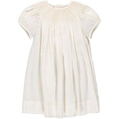 Carriage Boutiqueƒ??s hand smocked cream bishop dress with embroidery for babies and toddlers. Super sweet with adorable matching bonnet. Great for a spring or summer holiday party or any special occasion! Fine buttons on back assist with dressing. 100% Cotton. Machine Washable. Elegant Cream Smocked Dress For Summer, Elegant Cream Smocked Summer Dress, Classic Daywear Dress With Smocked Bodice, Elegant Smocked Dress With Smocked Cuffs For Baptism, Classic Summer Dress With Smocked Back, Elegant Smocked Ruffle Dress For Baptism, Classic White Smocked Dress For Spring, Fitted Classic Smocked Dress, Classic Dresses With Smocked Back For Daywear