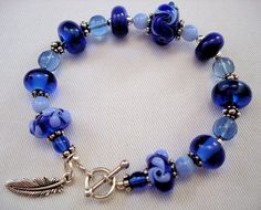 Blue Bracelet - Blue Jeans Bracelet - Lampwork Bracelet - Glass Bead Bracelet - Handmade Bracelet - Lampwork Bracelets, Lampwork Jewelry, Glass Bead Bracelet, Bracelet Blue, Bracelet Beaded, Bracelets Handmade Beaded, Glass Beaded Bracelets, Bracelet Argent, Blue Necklace