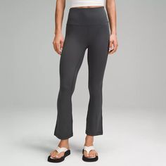 Lululemon Align High-Rise Mini-Flare Pant Extra Short Graphite Grey Bnwt Brand New With Tag Color: Graphite Grey Size: 6 When Feeling Nothing Is Everything. Powered By Nulu Fabric, This Version Of Our Buttery-Soft Lululemon Align Pants Has A Subtle Flare At The Hem. Feels Buttery-Soft And Weightless, Nulu Fabric(Click To Close) So Buttery Soft, It Feels Weightless Four-Way Stretch Sweat-Wicking Breathable Added Lycra Fibre For Stretch And Shape Retention High Rise, Full Length(Click To Close) 28 Lululemon Align Pant, Flare Pant, Short Women, Women Leggings, Feeling Nothing, Low Impact Workout, Lululemon Align, Tight Leggings, Flare Pants