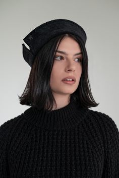 The warm sailor hat will create a daring and romantic look. The fabric is chunky and warm . It's pleasent for touch and it hold shape well. The one universal size   56-58cm=22-23'''' Trendy Brimmed Boater Hat For Winter, Fall Ribbed Cap, Winter Wool Mini Hats, Ribbed Fitted Hats For Fall, Fall Beanie Mini Hat One Size, Trendy Winter Mini Hats With Curved Brim, Trendy Mini Hats With Curved Brim For Winter, Winter Boater Hat With Curved Brim, One Size, Winter Fitted Beret Cap