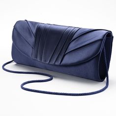 Untuck the shoulder strap to carry this bag hands free. Details:  3 1/2H x 8 3/4W x1 1/4D Drop down length: 18 Magnetic snap closure Shoulder strap Interior: slip pocket Fabric Style no. V91017  Size: One Size. Color: Blue. Gender: female. Age Group: adult. Pattern: Solid. Rose Clutch, Blair Waldorf Style, Bridal Clutch, Womens Handbags, Jessica Mcclintock, Big Bag, Yellow Gold Jewelry, Gunne Sax, Blair Waldorf