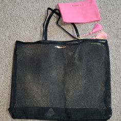 Victoria Secret Beach Bag Nwot Color Black New With No Tag 19 By 16 Comes With Small Zipper Bag For Belongings Pet Free Smoke Free Home Chic Victoria's Secret Beach Bag, Victoria's Secret Summer Shopping Bags, Victoria's Secret Summer Vacation Bags, Victoria's Secret Beach Bag For Summer, Trendy Victoria's Secret Bags For Summer, Trendy Victoria's Secret Vacation Bag, Trendy Victoria's Secret Summer Bags, Victoria's Secret Summer Beach Bag, Black Beach Bag With Removable Pouch