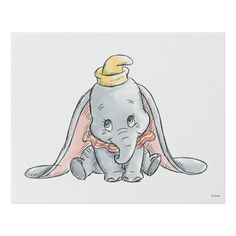 an elephant with a hat on it's head is sitting in front of a white background