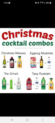 christmas cocktail combos on the app store's website, with an image of bottles and