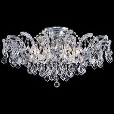 a crystal chandelier on a black background