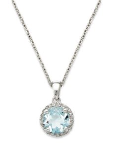 in stock Elegant Macy's Jewelry With Center Stone, Elegant Blue Topaz Jewelry From Macy's, Latest Gold Necklace Set, Latest Gold Necklace, Beautiful Pendant Necklace, White Gold Necklace, Aquamarine Pendant, Aquamarine Necklace, Gold Necklace Set