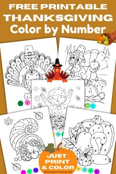 Fun Thanksgiving Color By Number Free Printable sheets for preschool and kindergarten-age kids. 30 unique Thanksgiving coloring pages for a fall classroom activity or at Thanksgiving dinner to keep kids entertained while you eat. An easy holiday coloring activity kids can just print and color. Color By Number Thanksgiving, Free Color By Number, Thanksgiving Activity Sheets, Fall Classroom Activities